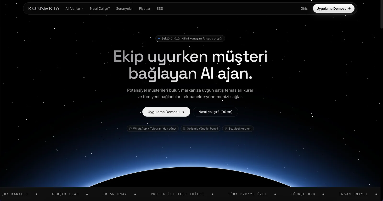 Konnekta homepage presenting AI sales agents that find prospects, start relevant sales conversations and manage connections.
